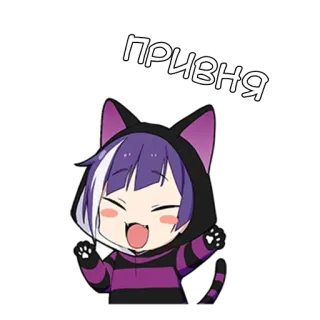 🤚 ПРИВНЯ anime, cat, cute, kawaii, sticker whatsapp sticker