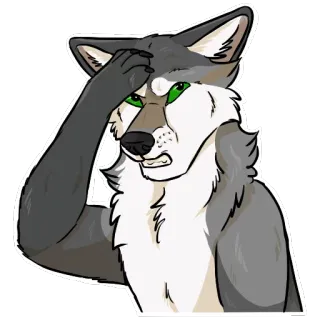 🤦‍♂️ lobo, furry, dibujos animados, antropomórfico, confundido, animal, personaje whatsapp sticker