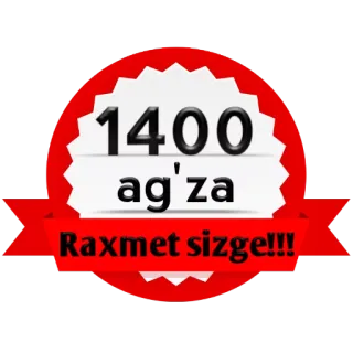 😞 1400 a'gza
Raxmet sizge!!! telegram sticker
