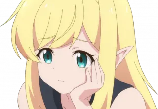 😞 anime, elf, female, character, blond, cute telegram sticker