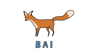 🐺 BAI zorro, animal, lindo, simple, dibujo animado whatsapp sticker