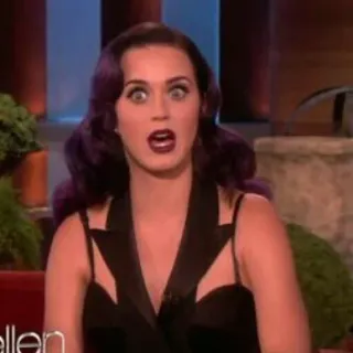 😐 Katy Perry Katy Perry, cantante, celebrità, donna, Ellen, talk show telegram sticker