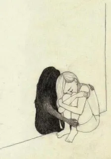 😭 грусть, депрессия, одиночество, тревога, психическое здоровье, печаль, эмоции, иллюстрация telegram sticker