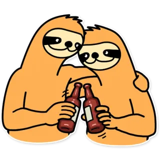 🍻 ленивец, животное, пиво, алкоголь, вечеринка, мультфильм, друзья whatsapp sticker