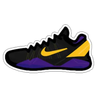 🍆 shoe, sneakers, nike, footwear, sports, purple, yellow telegram sticker