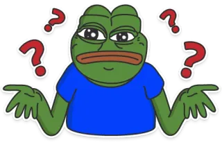 ❓ Pepe the Frog frog, meme, confused, question, thinking telegram sticker