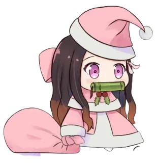💗 Nezuko Kamado Demon Slayer anime, nezuko, christmas, demon slayer, manga, kawaii, santa telegram sticker