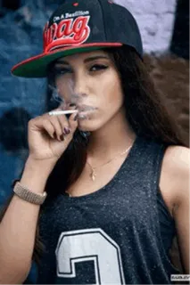 🚬 Swag donna, sigaretta, fumo, cappello, stile telegram sticker