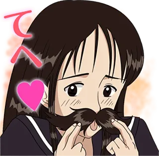 😛 てへ anime, girl, moustache, heart, teheperos whatsapp sticker