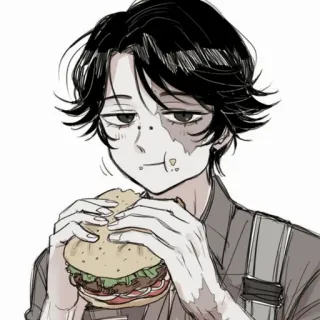 ☔️ anime, burger, food, cartoon, character telegram sticker