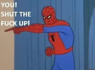 🤫 Spider-Man YOU! SHUT THE FUCK UP! spider-man, marvel, comic, shut up, angry telegram sticker