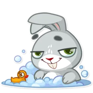 🛀 ウサギ, 漫画, バニー, かわいい, 動物, お風呂, アヒル隊長 telegram sticker