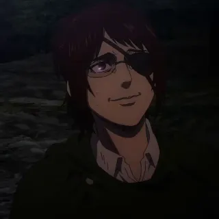 💈 Hanji Zoe Attack on Titan Anime, Ataque dos Titãs, Personagem, Hanji Zoe, Óculos, Patch telegram sticker