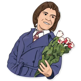 🌹 man, flowers, portrait, cartoon, bouquet, character telegram sticker