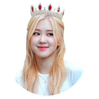 👸 Rosé Rosé, corona, K-Pop, cantante, pelo rubio, retrato, mujer whatsapp sticker
