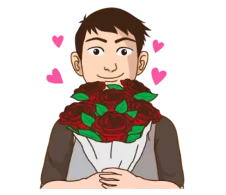 🌹 personne, roses, bouquet, amour, coeurs, cadeau telegram sticker