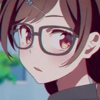 🎭 Anime, Dziewczyna, Okulary, Słodkie, Kreskówka, Manga, Postać whatsapp sticker