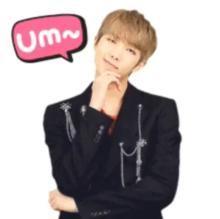 🤔 um~ kpop, expression, thinking, person, celebrity telegram sticker