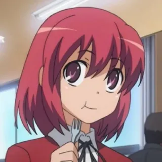 ❤️ Minori Kushieda Toradora! anime, girl, red hair, cute, fork telegram sticker