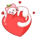 ❤️ kucing, persik, imut, kawaii, hati, cinta, binatang, stiker whatsapp sticker