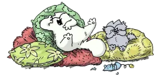 😂 cat, pillow, cartoon, animals, cute whatsapp sticker