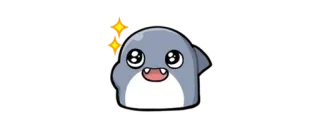 🦈 mignon, requin, kawaii, animal, dessin animé, autocollant telegram sticker