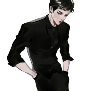 🚧 ผู้ชาย, สูท, จริงจัง, แฟชั่น, สีดำ telegram sticker