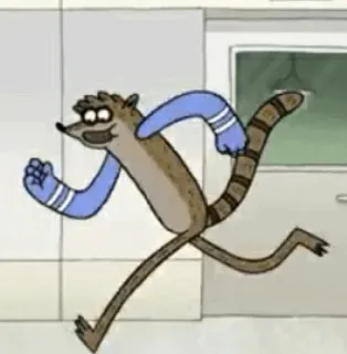 👾 Rigby Regular Show cartoon, raccoon, running, Rigby, Regular Show whatsapp sticker