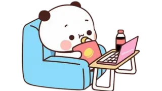 🫖 Kartun, Panda, Sofa, Laptop, Cemilan, Lucu, Santai telegram sticker