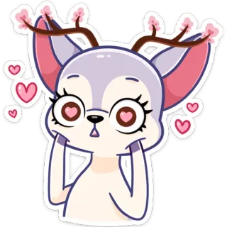 😍 veado, animal, fofo, desenho animado, coração, amor, olhos, chifres telegram sticker