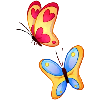 🐝 Schmetterling, Herzen, Gelb, Blau whatsapp sticker