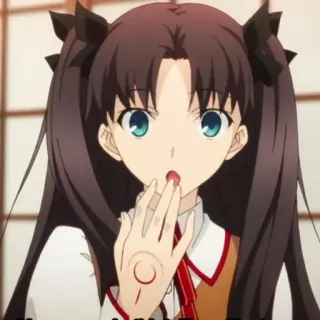 🤭 Rin Tohsaka Fate/stay night Anime, Manga, Ragazza, Magia, Personaggio, Fantasy telegram sticker