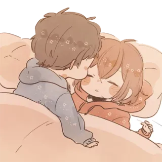 ❤ Cartone animato, Carino, Coppia, Amore, Abbraccio telegram sticker
