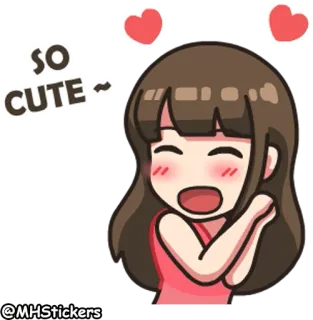 😍 SO CUTE ~ cute, girl, hearts, cartoon, adorable telegram sticker