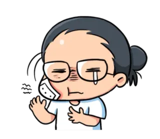 🤒 伤心, 哭泣, 角色, 卡通, 担心, 受伤 telegram sticker
