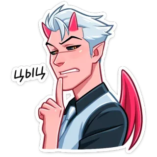 🤫 Цыц démon, personnage, cornes rouges, ailes whatsapp sticker