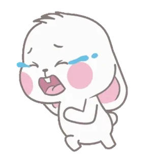 😭 kelinci, menangis, sedih, air mata, kartun, kelinci, emosi whatsapp sticker