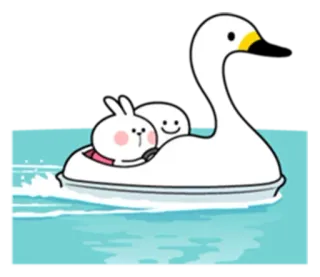 🚣 Hase, Schwan, süß, Cartoon, Tier, Figur whatsapp sticker