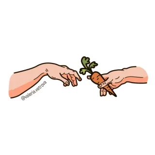 🤝 valeria.vetrova carrot, hand, creation, adam, art, funny, cute telegram sticker