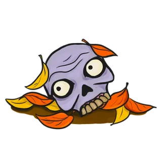 💀 calavera, hojas, otoño, otoño, esqueleto, Halloween telegram sticker