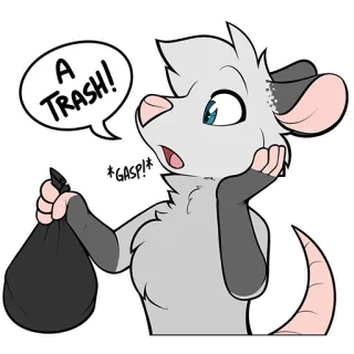 🗑 A TRASH! Opossum, Spazzatura, Animale, Cartone animato, Carino, Divertente, Meme telegram sticker