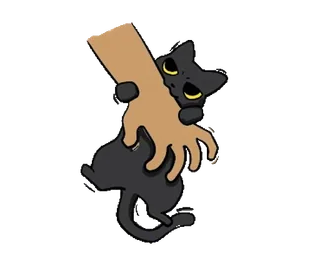 🐾 chat, chat noir, mignon, dessin animé, autocollant, animal, main telegram sticker