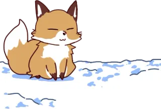 🙂 zorro, animal, nieve, lindo, kawaii, animado whatsapp sticker