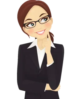🤓 Frau, Business, Denken, Cartoon, Anzug, Brille whatsapp sticker