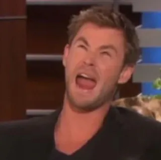 😫 Chris Hemsworth attore, celebrità, faccia buffa, meme, Chris Hemsworth telegram sticker