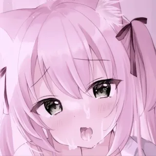 🥵 anime girl, cute, kawaii, cat ears, pink hair, manga telegram sticker