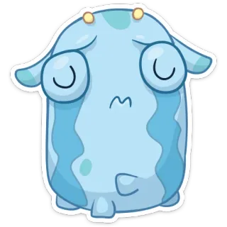 😭 Cartone animato, Carino, Mostro, Triste, Blu, Adesivo whatsapp sticker