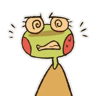 🤢 kikker, duizelig, verward, cartoon, sticker, uitgeput, ziek telegram sticker