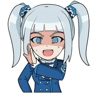 😵 anime, kartun, gadis, mata, rambut biru, seragam, karakter telegram sticker