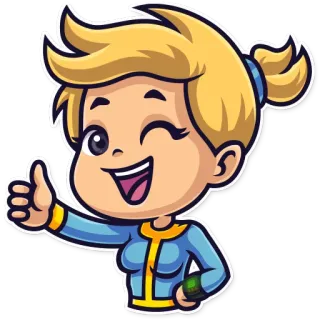 👍 Vault Girl Fallout Vault Girl, Fallout, video game, cartoon, thumbs up, sticker telegram sticker